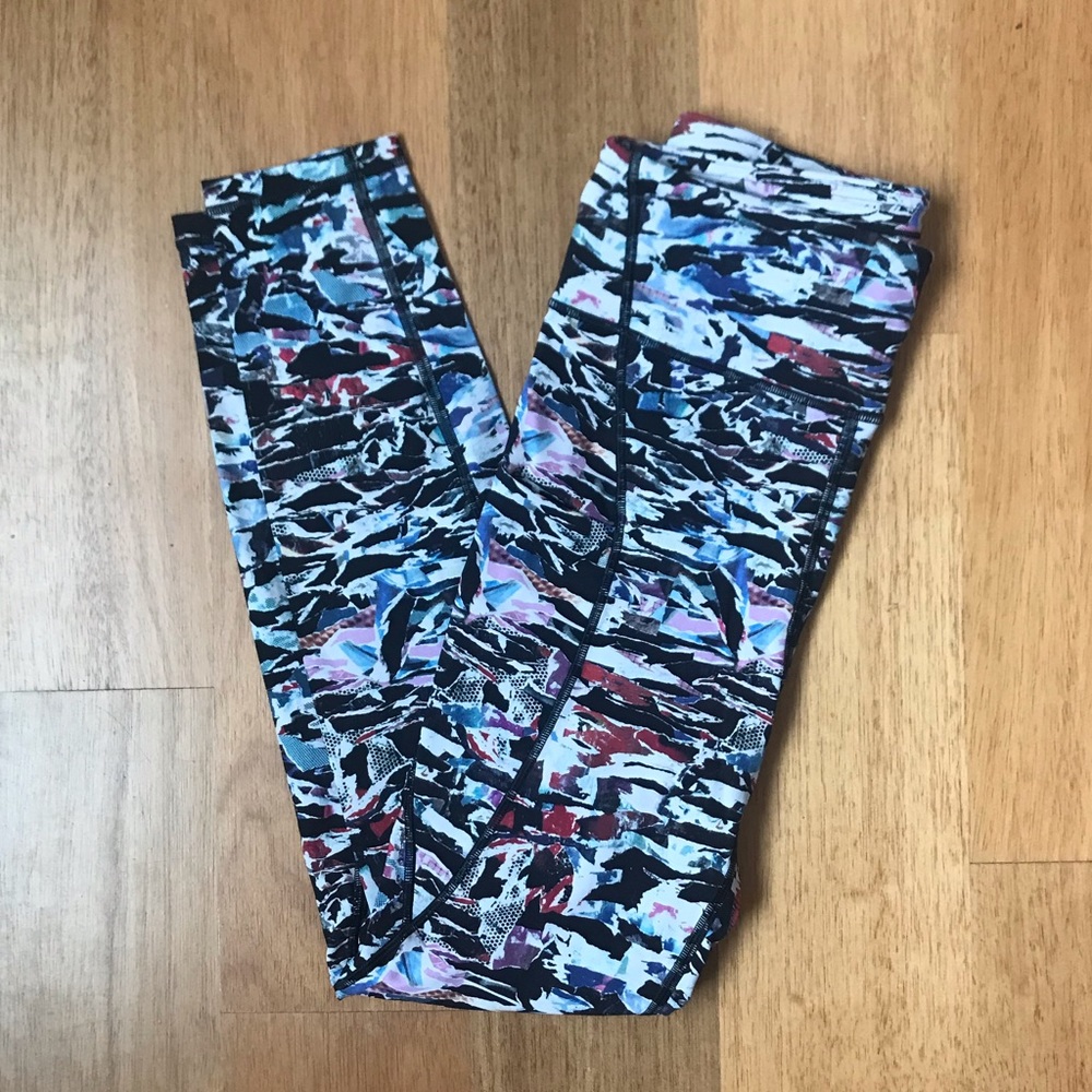 lululemon athletica Black, White & Pink Abstract Print Leggings